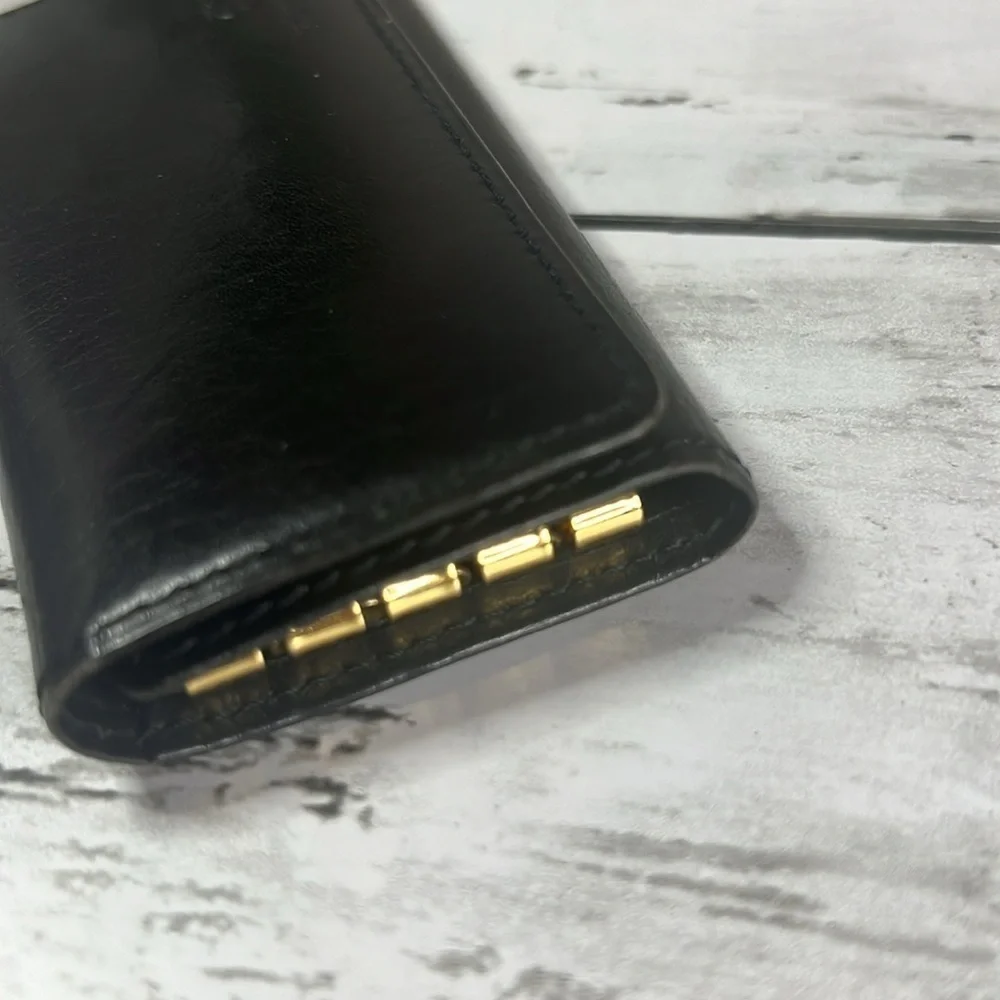 Valentino Garavani Black Leather Key Holder Wallet Case